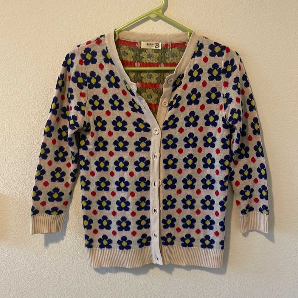 Blue and red floral button up cardigan